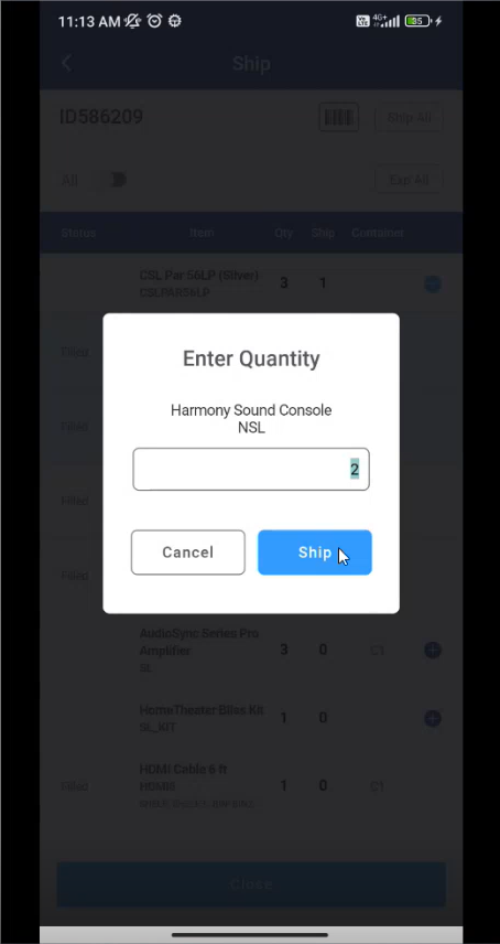 enter items for non serial transfer order.png